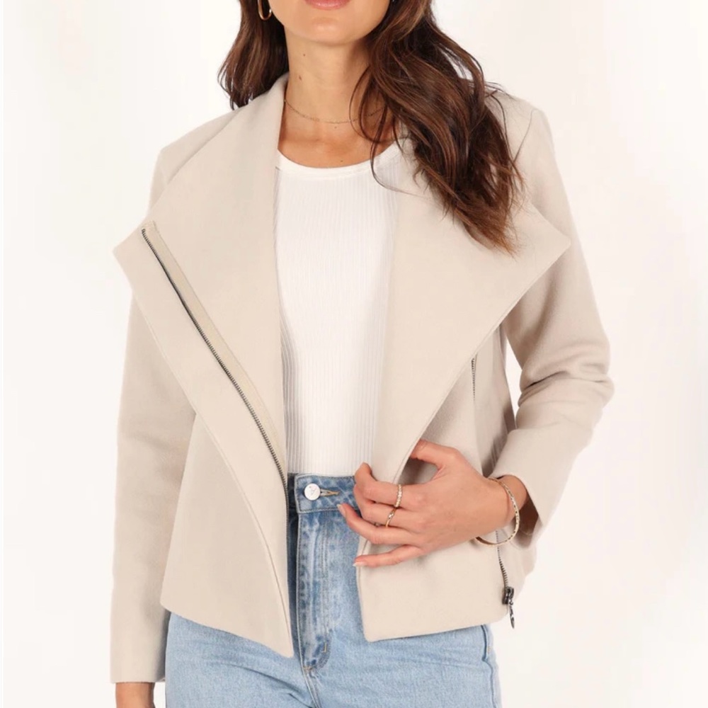 ZIP FRONT JACKET - BEIGE XS